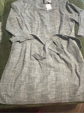 H&M Gray Belted Midi Knit Dress